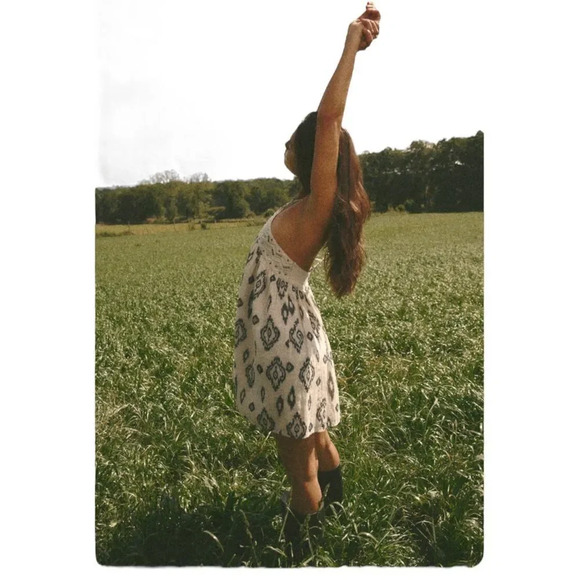 ZARA | Ecru/Blue | PRINTED HALTER DRESS - Picture 9 of 10